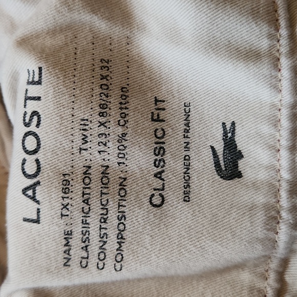 Lacoste « Twill » / Burgundy Classic Fit Pants - Picture 7 of 10